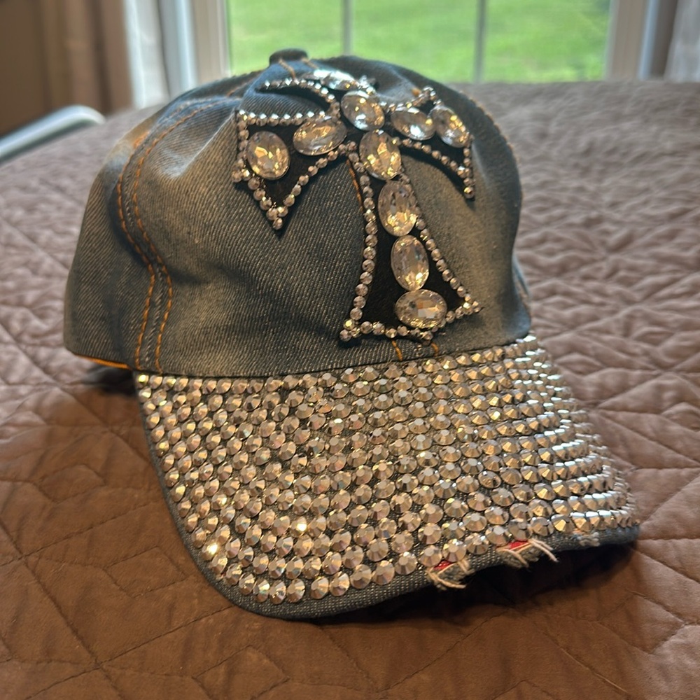 Cross rhinestone baseball hat